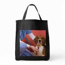 Cute Beagle Dog Getting a Veterinary Checkup Bags