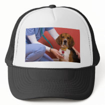 Cute Beagle Dog Getting a Veterinary Checkup Trucker Hats