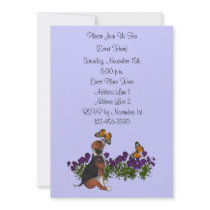 Cute Beagle Puppy Butterflies Party Invitation