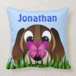 Cute Beagle Puppy Dog and Butterfly Square Pillows pillows