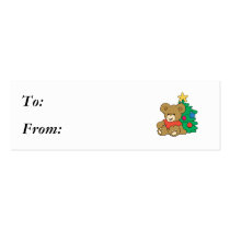 Cute Bear and Christmas Tree business cards by doonidesigns Cute Bear and Christmas Tree business cards