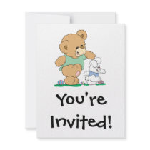Cute Bear and Easter Bunny Personalized Announcement