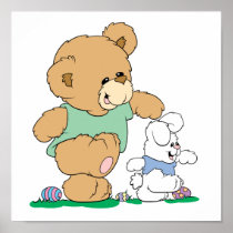 Cute Bear and Easter Bunny Posters