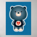 Cute Bear Blue Poster