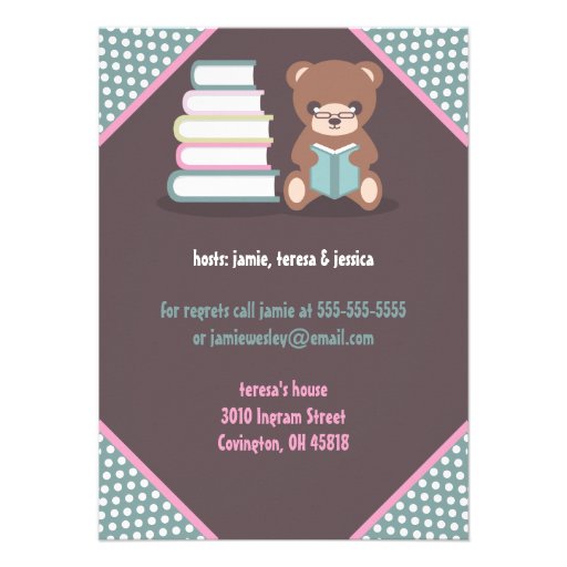 Cute Bear Bring a Book Baby Shower Invitations
