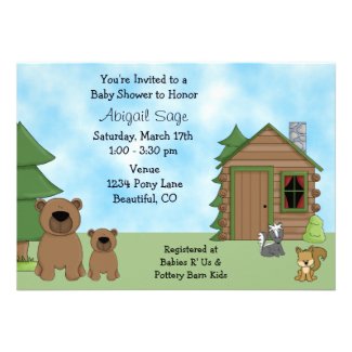 Cute Bear & Cabin Baby Shower Invitation