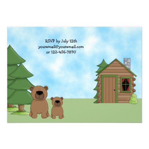 Cute Bear & Cabin Baby Shower Invitation