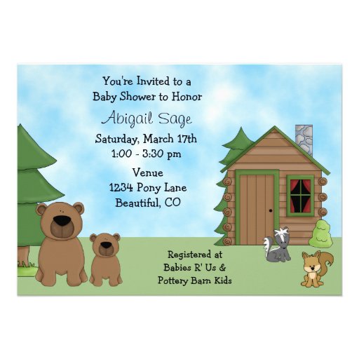Cute Bear & Cabin Baby Shower Invitation