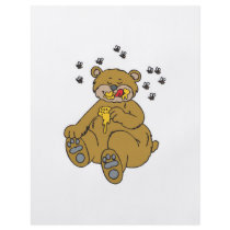 cute bear eating honey flyer design