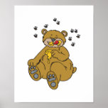cute bear eating honey posters
