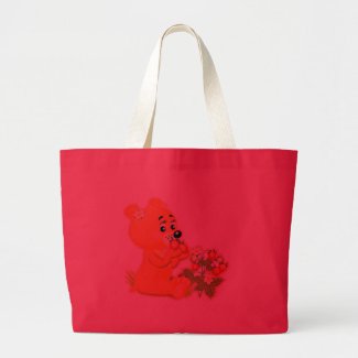 cute bear eating strawberries bag