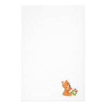 cute bear eating strawberries personalized stationery