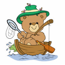 Cute Bear Fishing in Boat photo sculptures