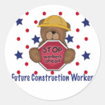Cute Bear Future Construction Worker Round Sticker