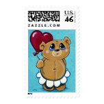Cute Bear Holding Heart Balloon Postage stamps