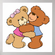 Cute Bear Hug Bears Poster