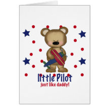Cute Bear Little Pilot just like Daddy! Cards