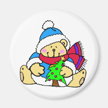 Cute Bear Merry Christmas Refrigerator Magnet