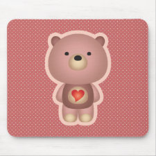Cute Bear Pink Mouse Pad