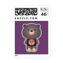 Cute Bear Purple Postage Stamp