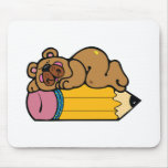cute bear sleeping on pencil mouse pads
