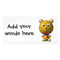 Cute bear with bowtie and heart! photo card template