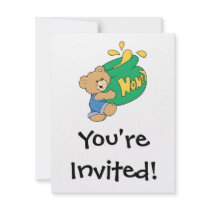 Cute Bear with Huge Honey Pot Custom Invitations