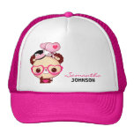 Cute bear with pink glasses - Personalized Trucker Hats