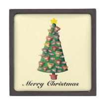 Cute Bears on Christmas Tree Premium Trinket Box