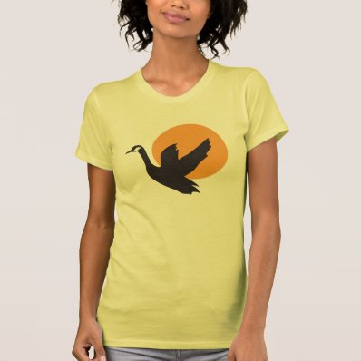 Cute Beautiful Flying Goose Bird and Sunset T-shirt