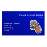 Cute Beaver; Blue Business Card Template