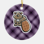 Cute Beaver; Purple Christmas Ornaments