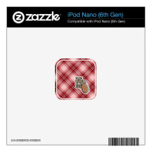 Cute Beaver; Red Plaid iPod Nano 6G Skins