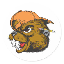 Cute Beaver Round Sticker