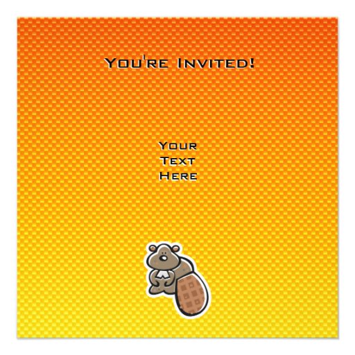 Cute Beaver; Yellow Orange Invite