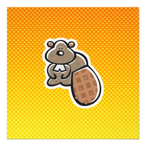 Cute Beaver; Yellow Orange Invite