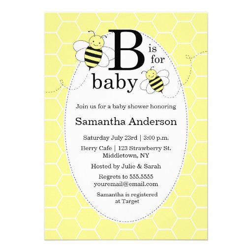 Cute Bee Baby Shower Invitation - Gender Neutral