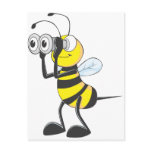 Cute Bee Holding Binoculars Looking at Something postcards