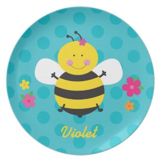 Cute Bee Personalized Melamine Plate