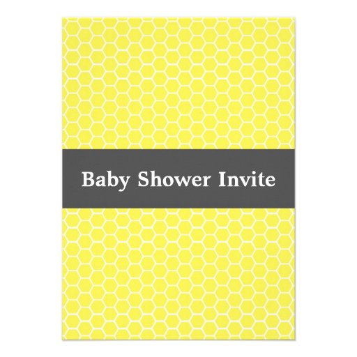 Cute Bee Theme Baby Shower In Yellow and Dark Grey Custom Invitation