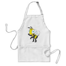Cute Bee Waving Hand Hi Hello Aprons