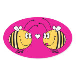 cute bees in love oval sticker