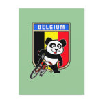 This cute cycling panda stands in front of an Belgian flag with his bike. This original design makes a perfect gift for bicycling fanatics in Belgium. Great for everyone who loves cute pandas and biking.
