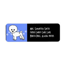 Cute Bichon Frise Cartoon - Blue Return Address Label