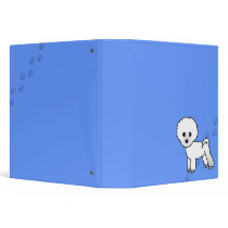 Cute Bichon Frise Cartoon Blue Paw Print Binder