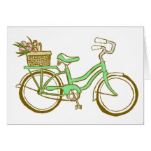 Cute Bicycle with Tulips Cards