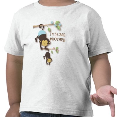 Cute Big Brother Monkey with Lil&#39; Baby Sis Tshirts