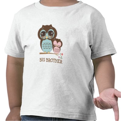 Cute Big Brother Owl with Sleepy Lil&#39; Baby Sis Tee Shirt