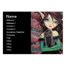 Cute Big-Eye Gothic Fairy and Owl Business Cards