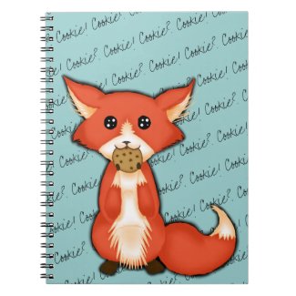 Cute Big Eyed Fox Eating A Cookie Notebooks